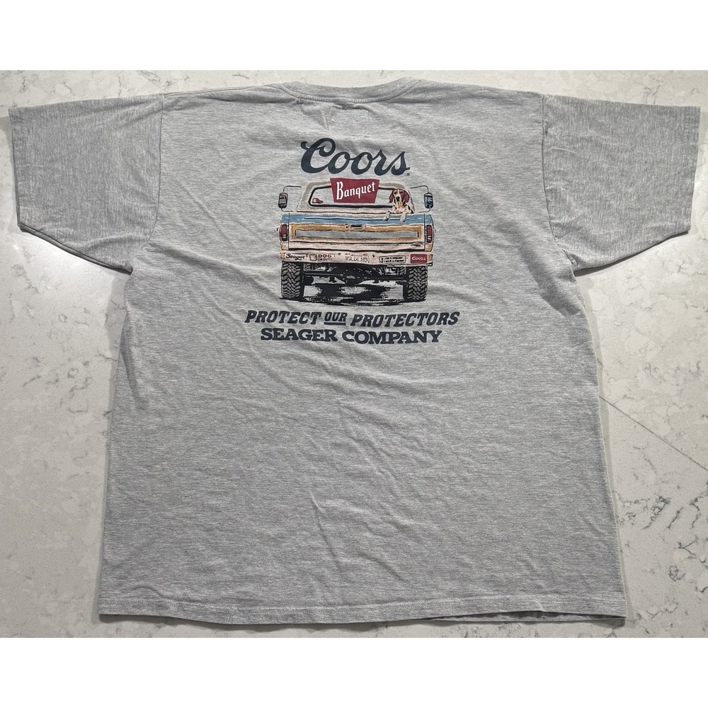 Seager Co x Coors Banquet T-Shirt Mens XL Gray Protect Our Protectors Tee